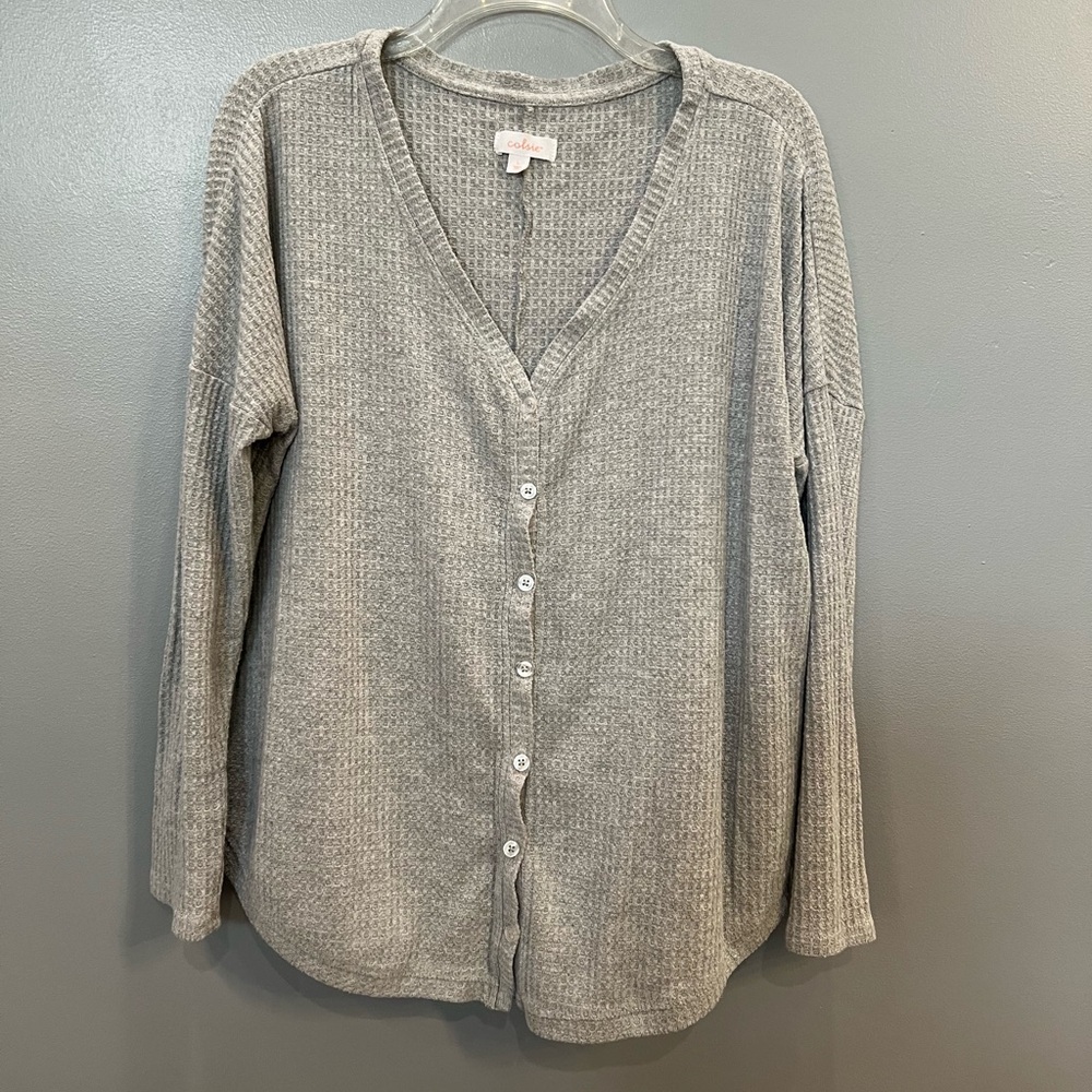 Women's Waffle Knit Button Down Cardigan Sweater